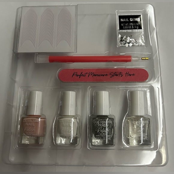 New L.A.Colors French Tip Manicure Set 8 Pieces All is Bright Nail Polish - Picture 4 of 15